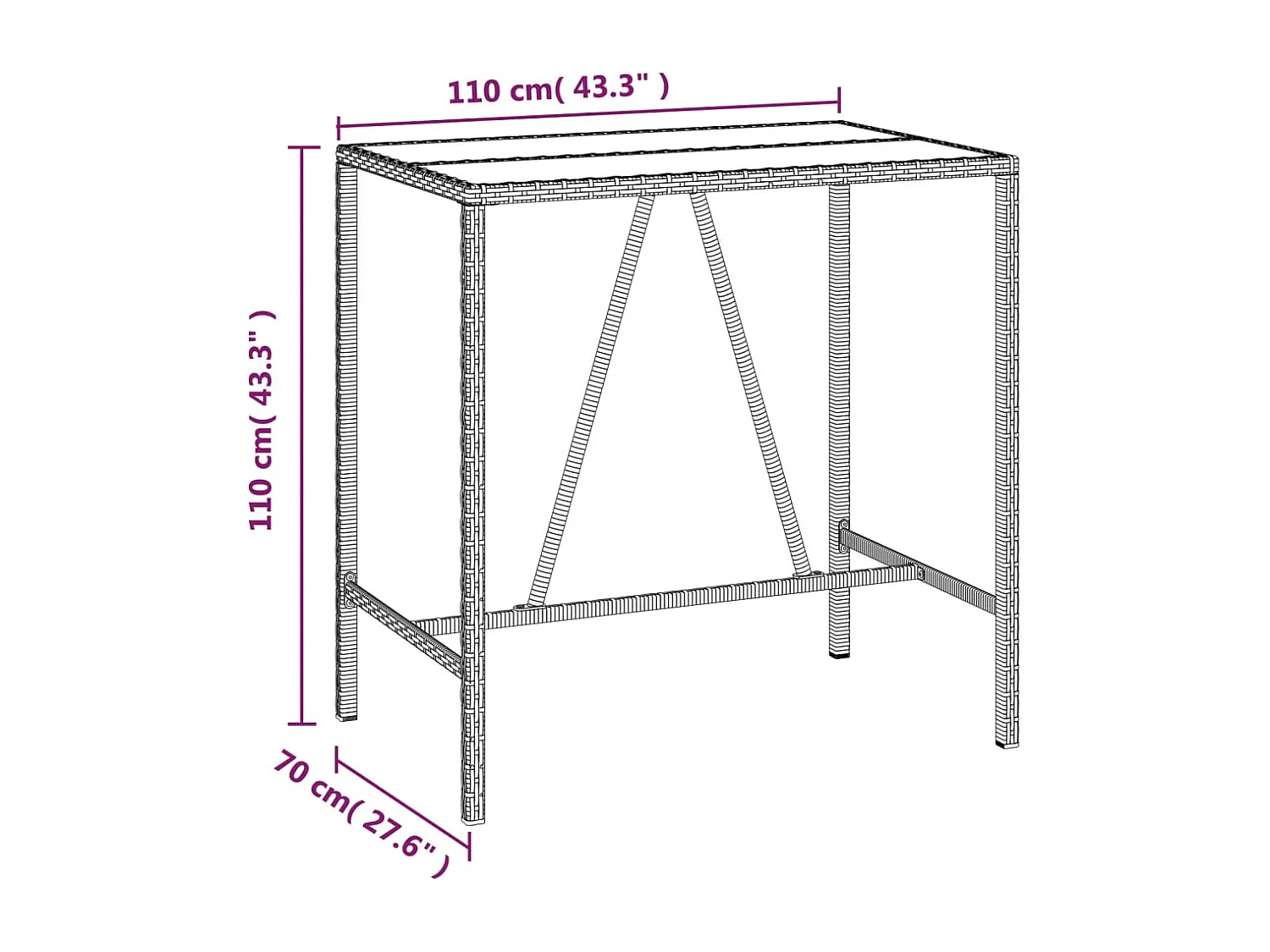 Set Bar da Giardino 7 pz con Cuscini in Polyrattan Grigio
