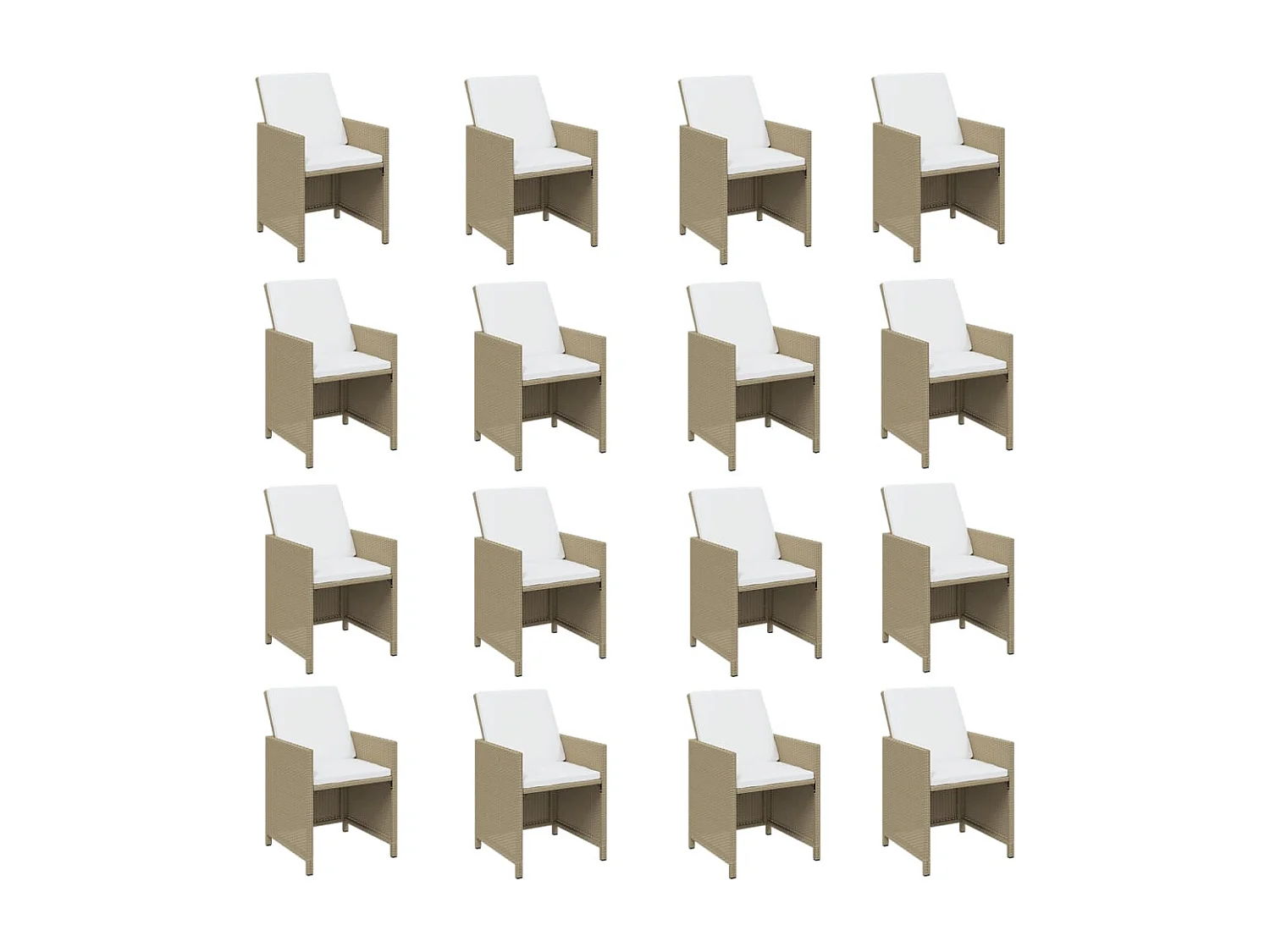 17-delige Tuinset met kussens poly rattan beige