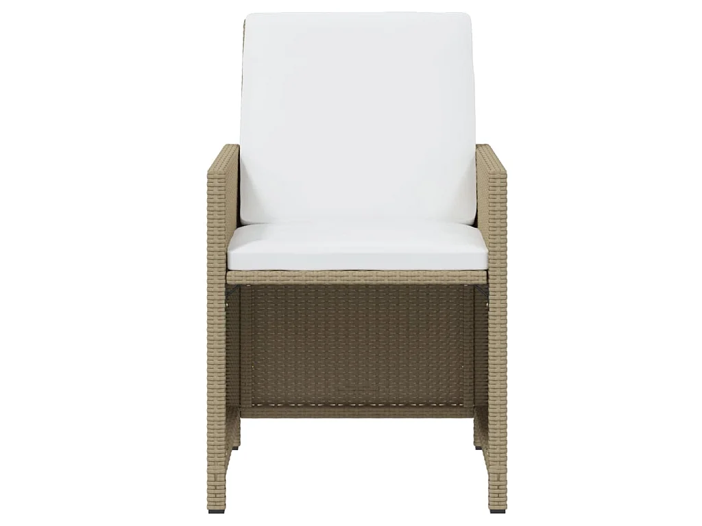 Ensemble à manger de jardin et coussins 17 pcs beige