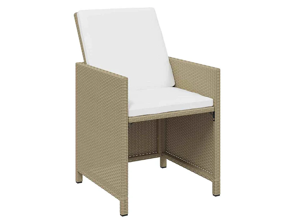 Set da Pranzo da Giardino 17 pz con Cuscini Beige in Polyrattan