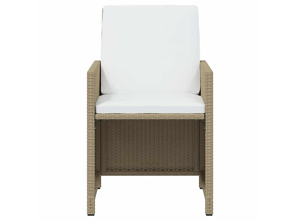 Set da Pranzo da Giardino 17 pz con Cuscini Beige in Polyrattan