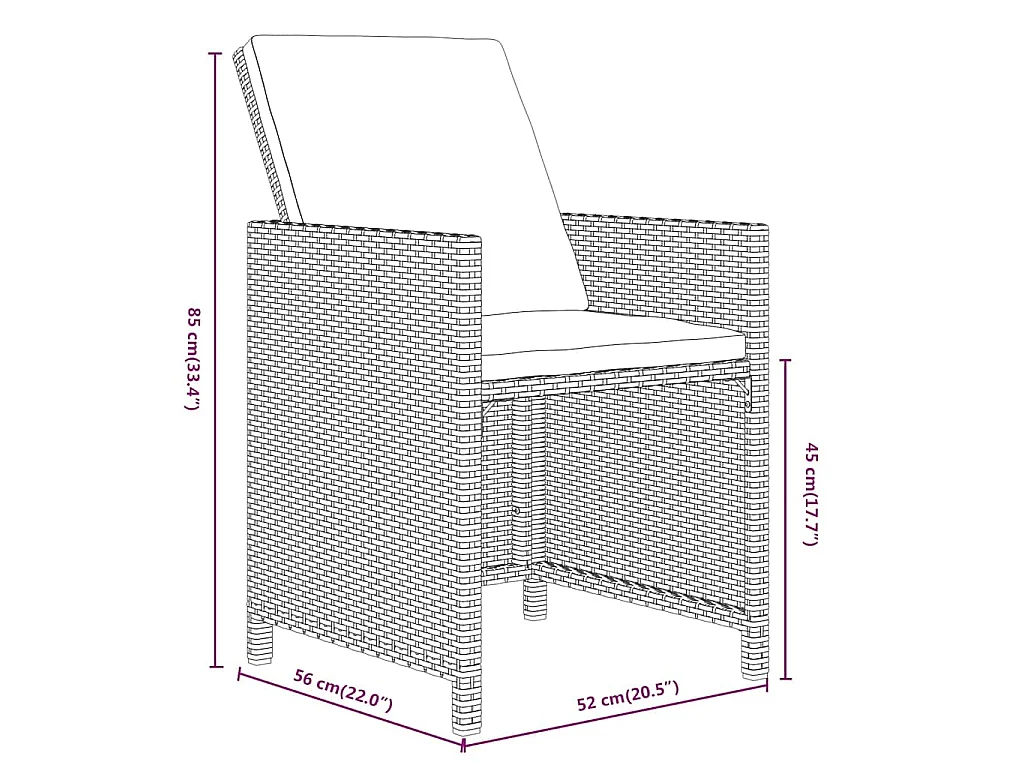 Set da Pranzo da Giardino 17 pz con Cuscini Beige in Polyrattan