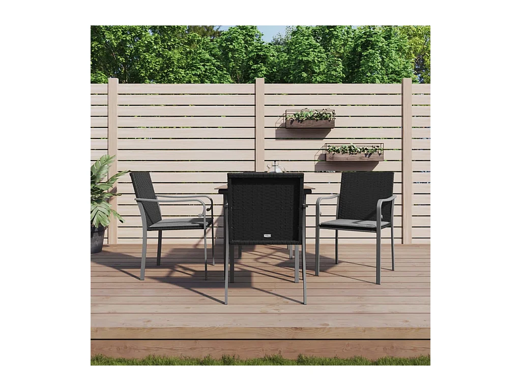 Ensemble à manger de jardin 5 pcs coussins résine tressée acier