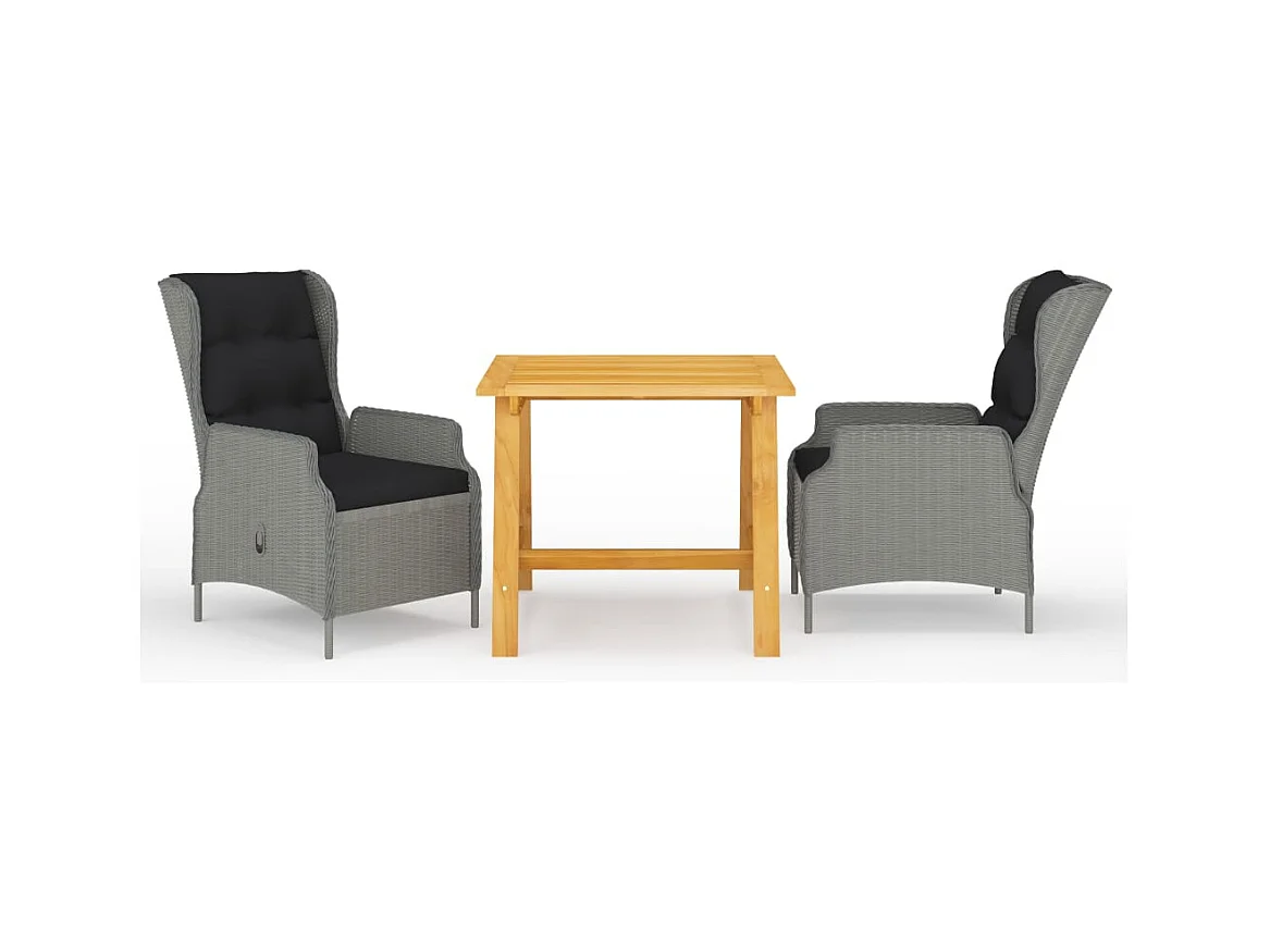Ensemble à manger de jardin 3 pcs Gris clair