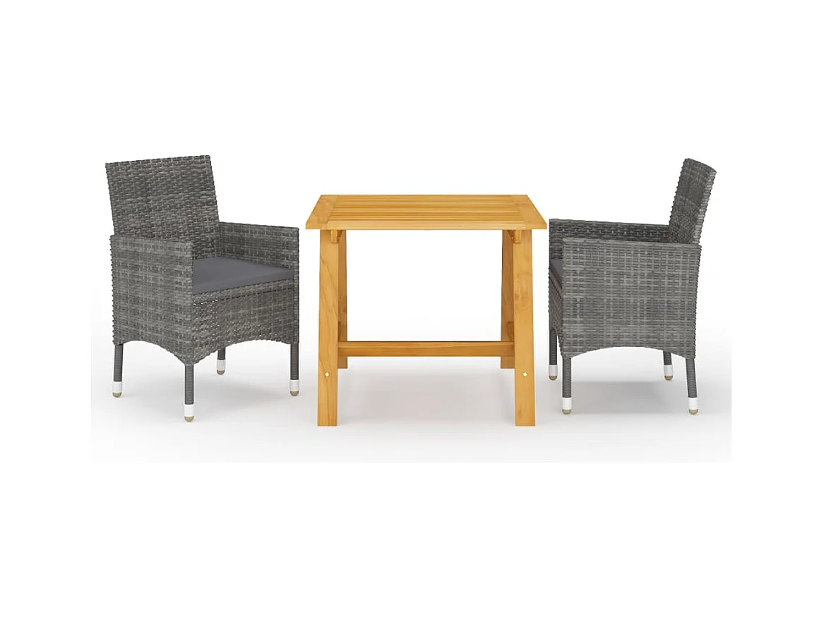 Ensemble à manger de jardin 3 pcs Gris