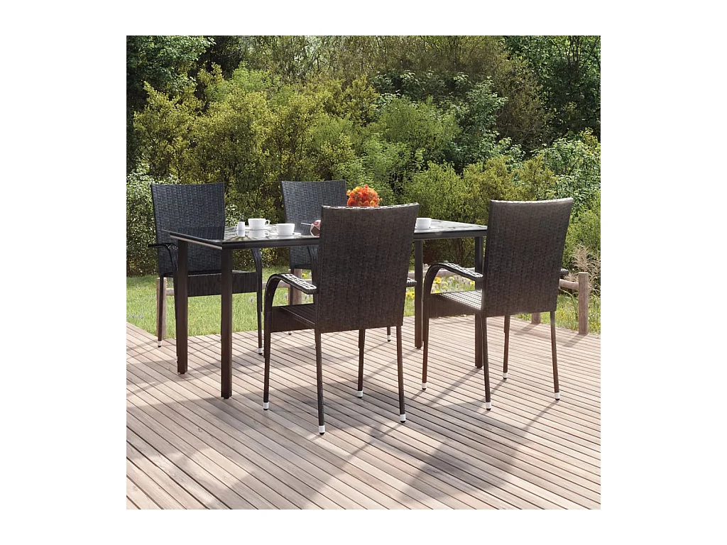 5-delige Tuinset poly rattan zwart