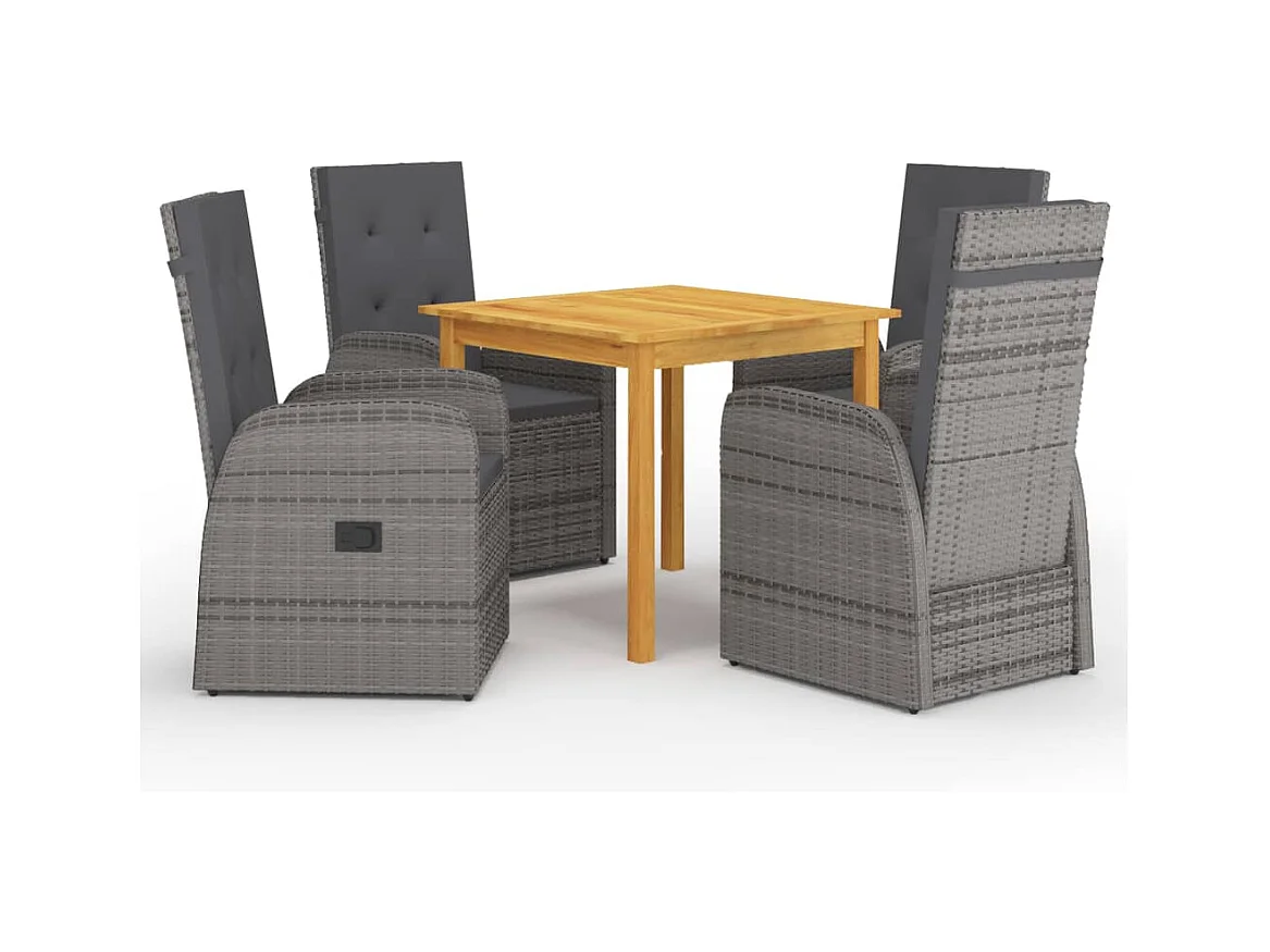 Ensemble à manger de jardin 5 pcs Gris