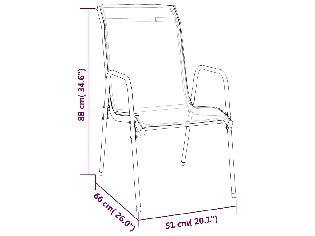 Ensemble à manger de jardin 7 pcs noir textilène et acier