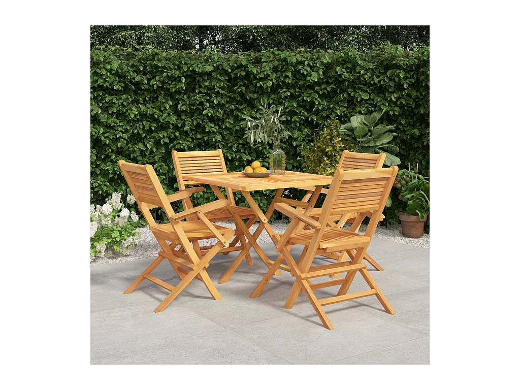 Ensemble à manger de jardin 5 pcs Bois de teck massif