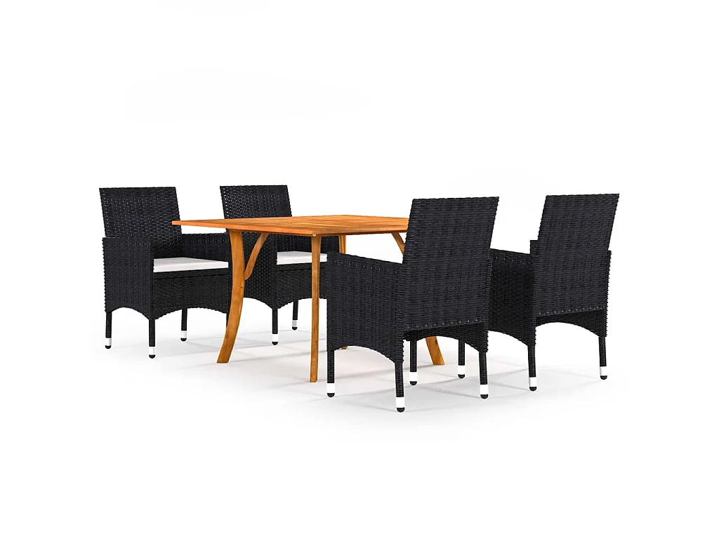 Set Mobili da Pranzo per Giardino 5 pz Nero