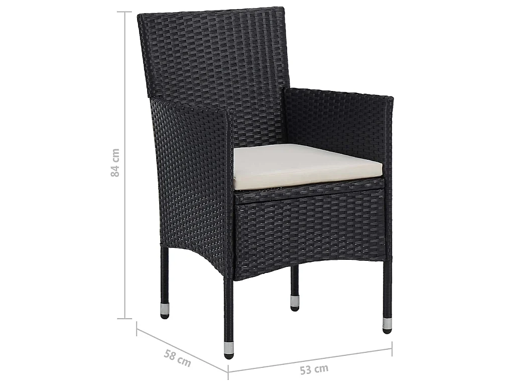 Set Mobili da Pranzo per Giardino 5 pz Nero