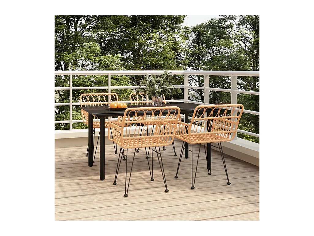 Ensemble à manger de jardin 5pcs Résine tressée