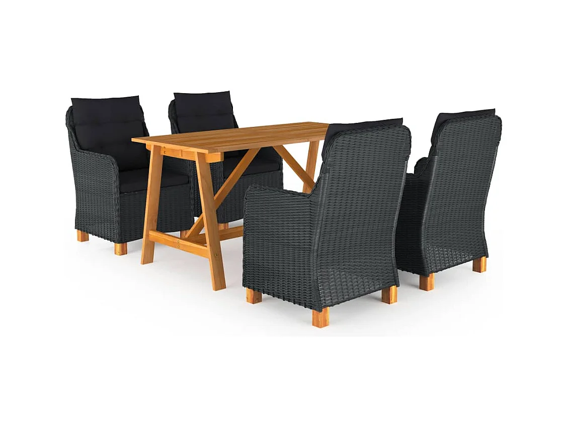 Ensemble à manger de jardin 5 pcs Gris foncé
