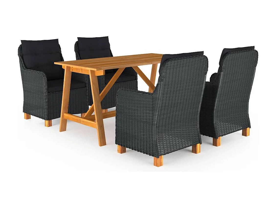 5 pcs conjunto de jantar para jardim cinzento-escuro