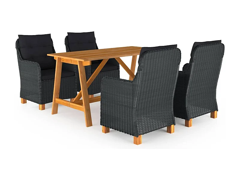 5 pcs conjunto de jantar para jardim cinzento-escuro