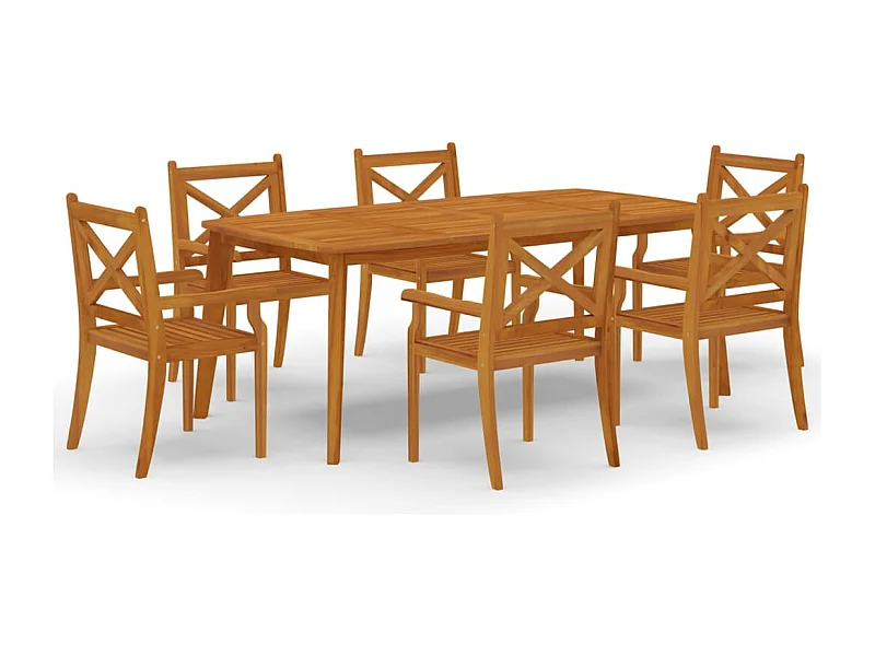 Ensemble à manger de jardin 7 pcs Bois d'acacia solide