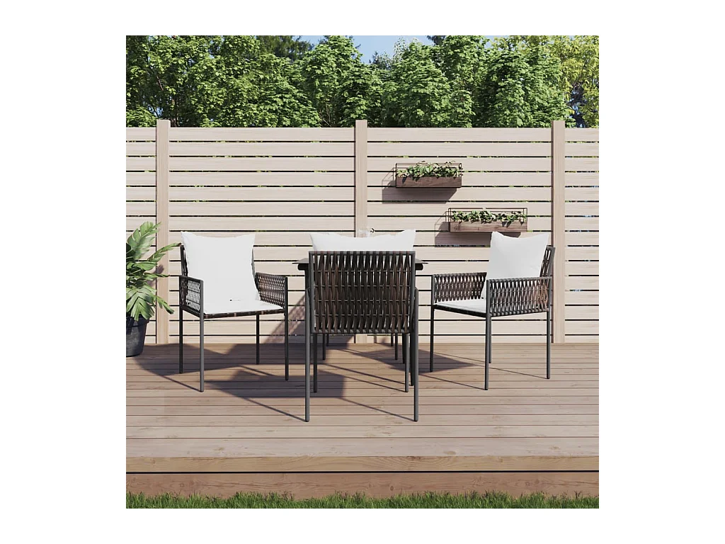 Ensemble à manger de jardin 5 pcs coussins résine tressée acier