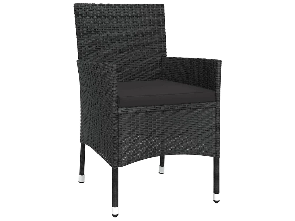 5-tlg. Garten-Essgruppe mit Kissen Schwarz Poly Rattan