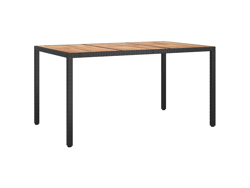 5-tlg. Garten-Essgruppe mit Kissen Schwarz Poly Rattan