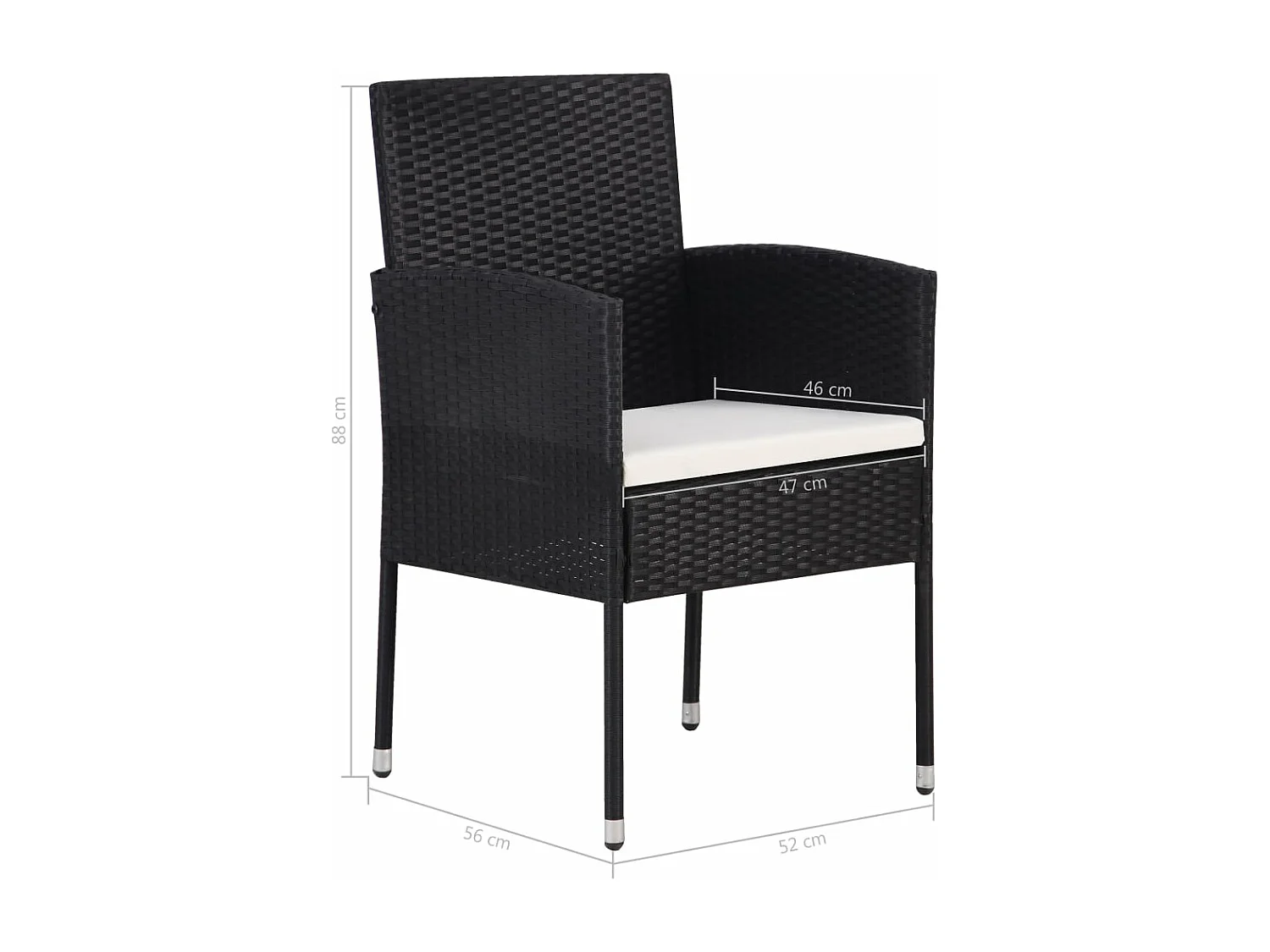 5 pcs conjunto de jantar para jardim preto