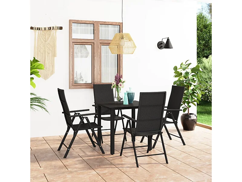Set da Pranzo da Giardino 5 pz Nero