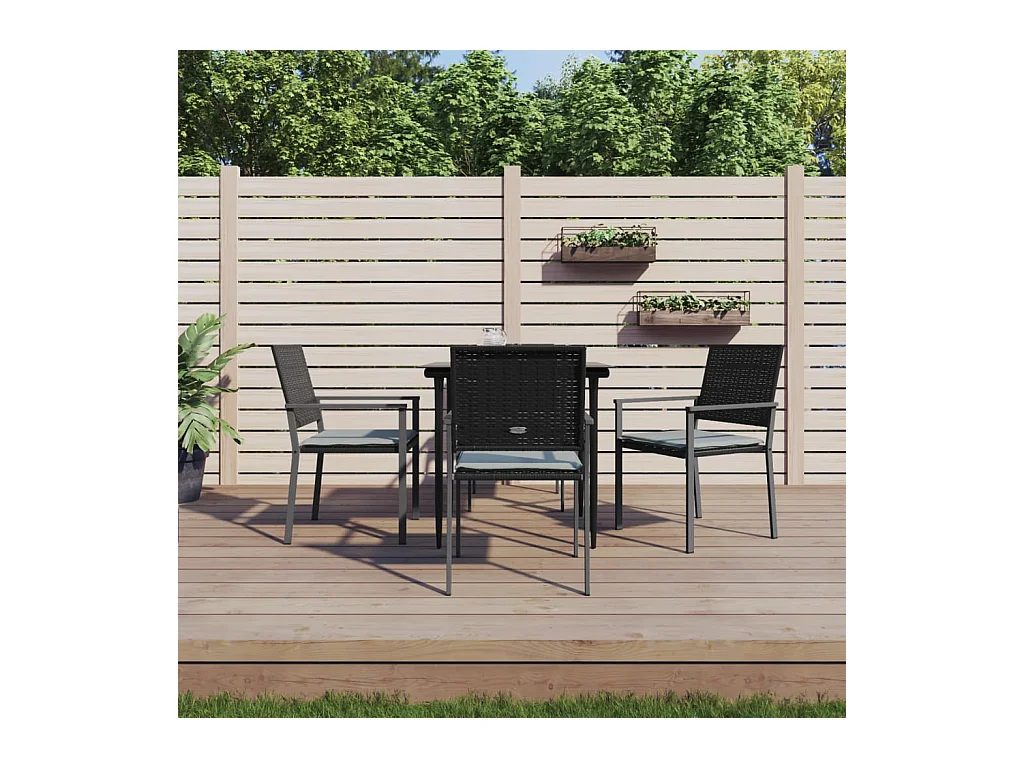 Ensemble à manger de jardin 5 pcs coussins résine tressée acier