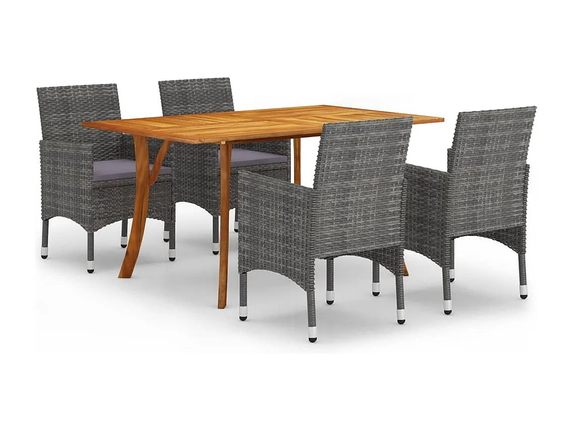 Set Mobili da Pranzo per Giardino 5 pz Grigio