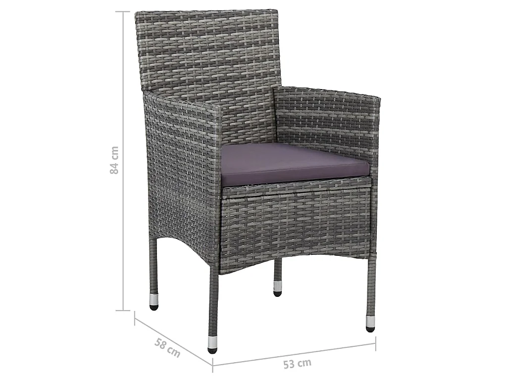 Ensemble à manger de jardin 5 pcs Gris