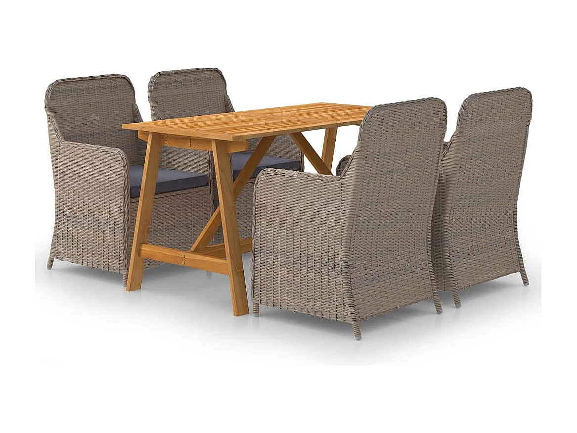 Ensemble à manger de jardin 5 pcs Marron