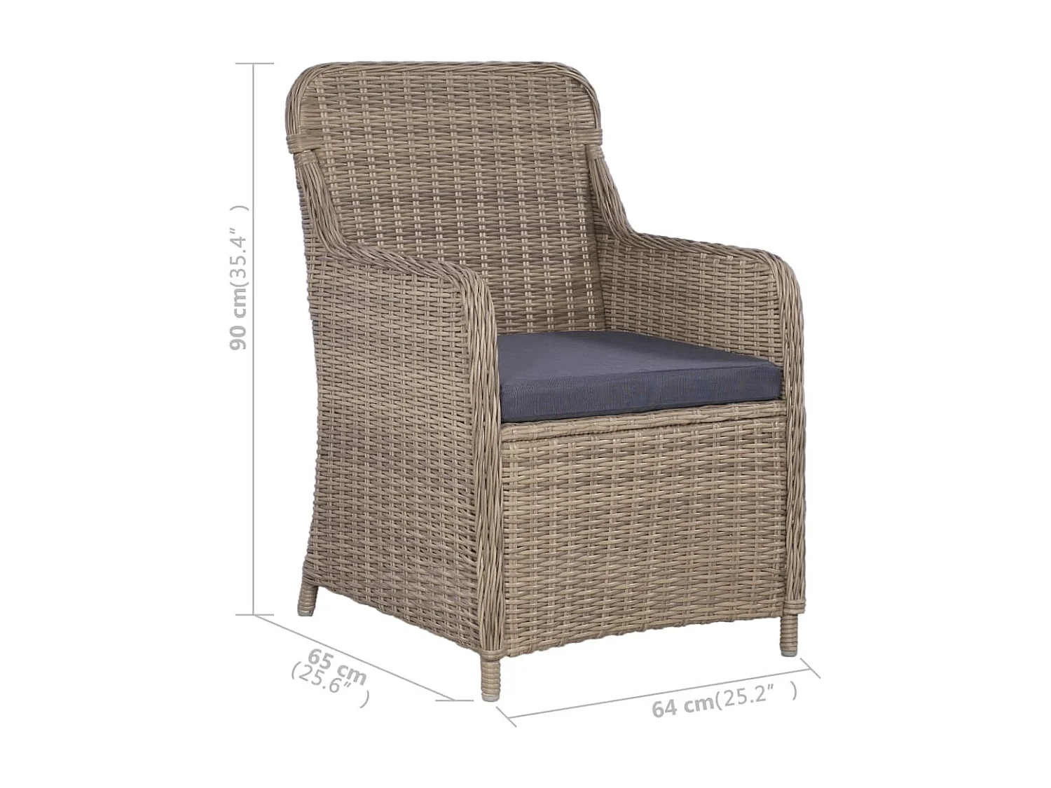 Ensemble à manger de jardin 5 pcs Marron