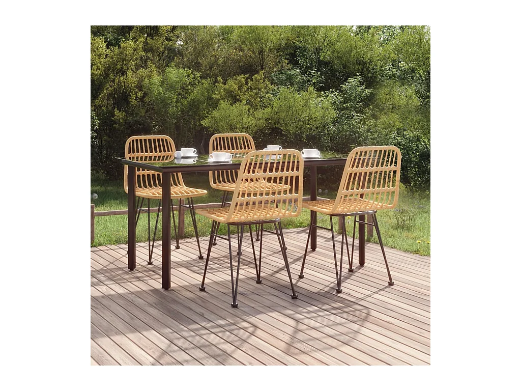 Ensemble à manger de jardin 5pcs Résine tressée