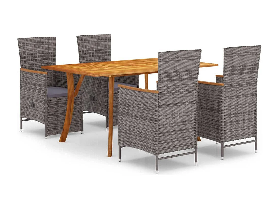 Set Mobili da Pranzo per Giardino 5 pz Grigio