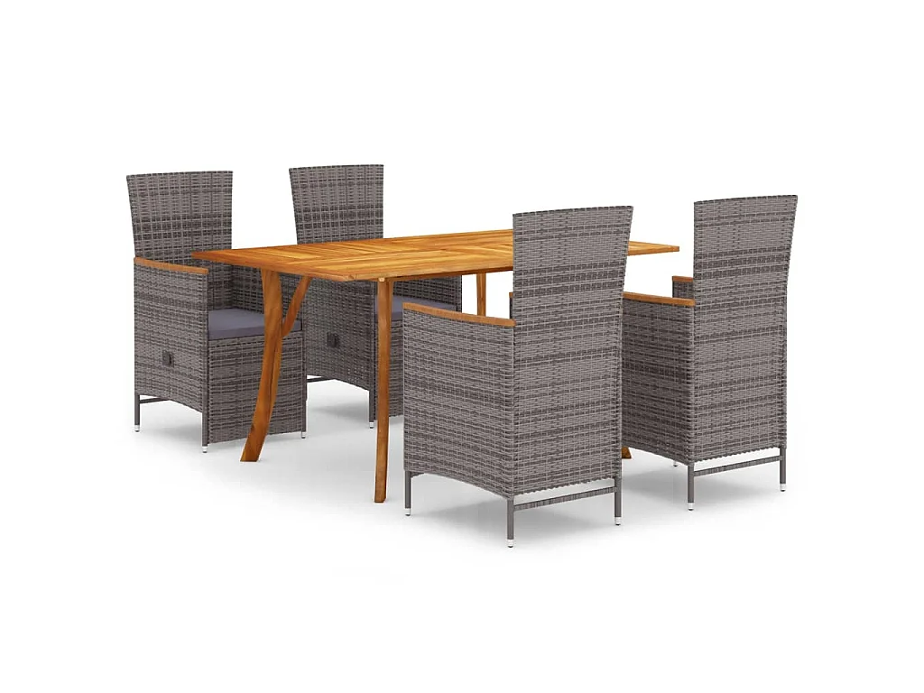 Ensemble à manger de jardin 5 pcs Gris