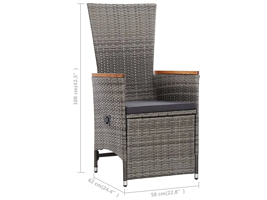 Ensemble à manger de jardin 5 pcs Gris
