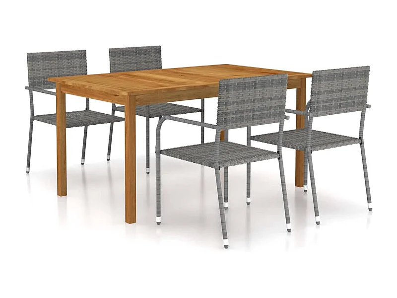 Ensemble à manger de jardin 5 pcs Gris