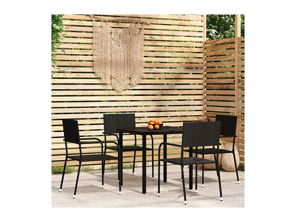 Ensemble à manger de jardin 5 pcs Noir