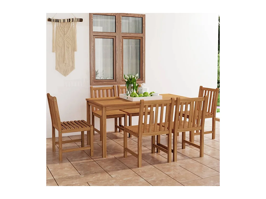 7-delige tuinset 160x80 cm massief teakhout