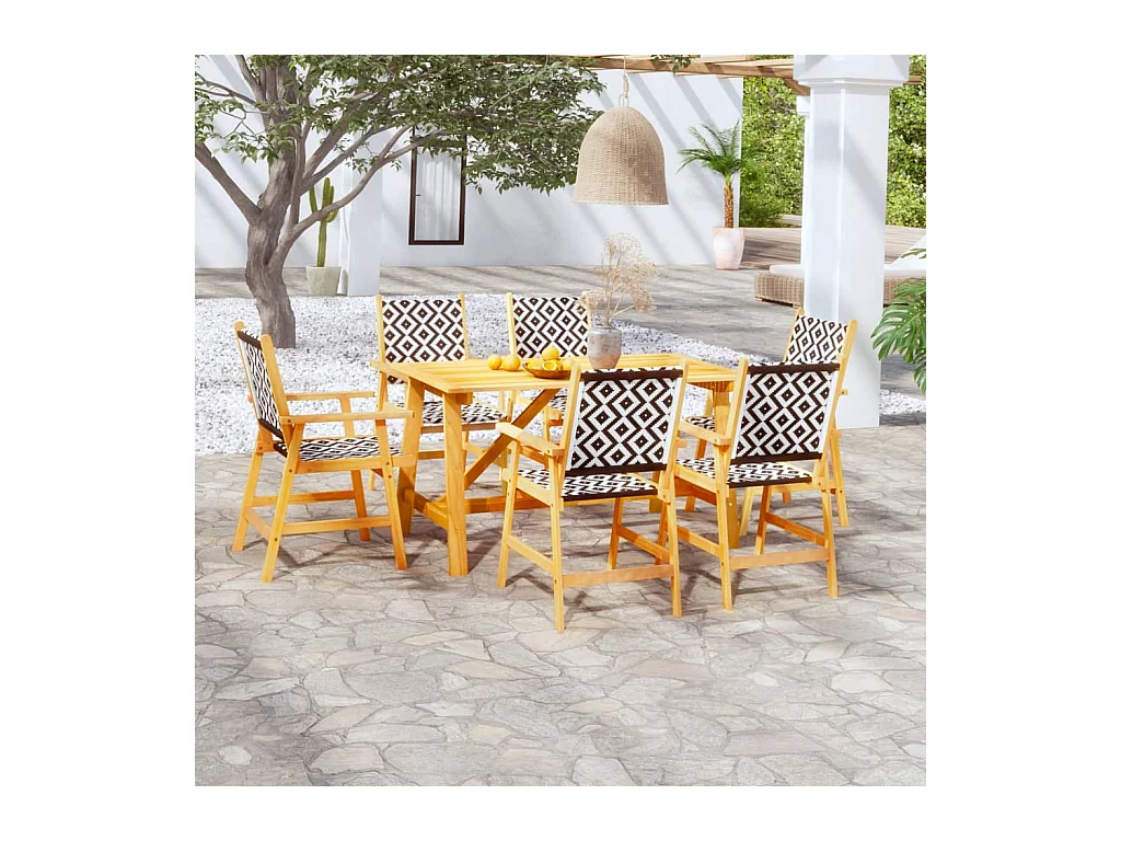Ensemble à manger de jardin 7 pcs Bois d'acacia solide