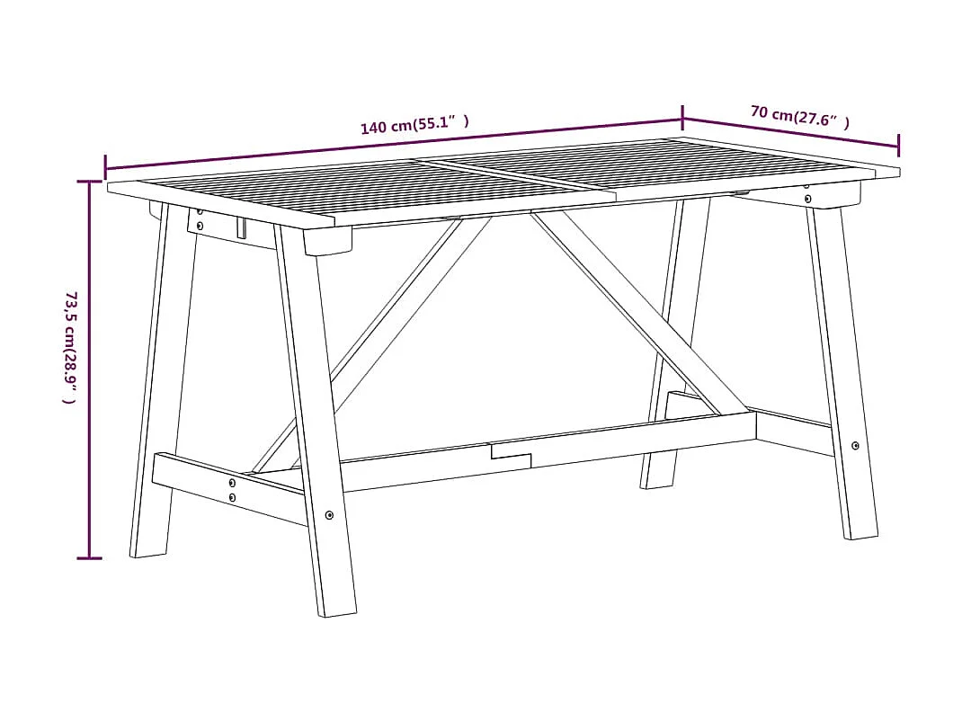 Ensemble à manger de jardin 7 pcs Bois d'acacia solide