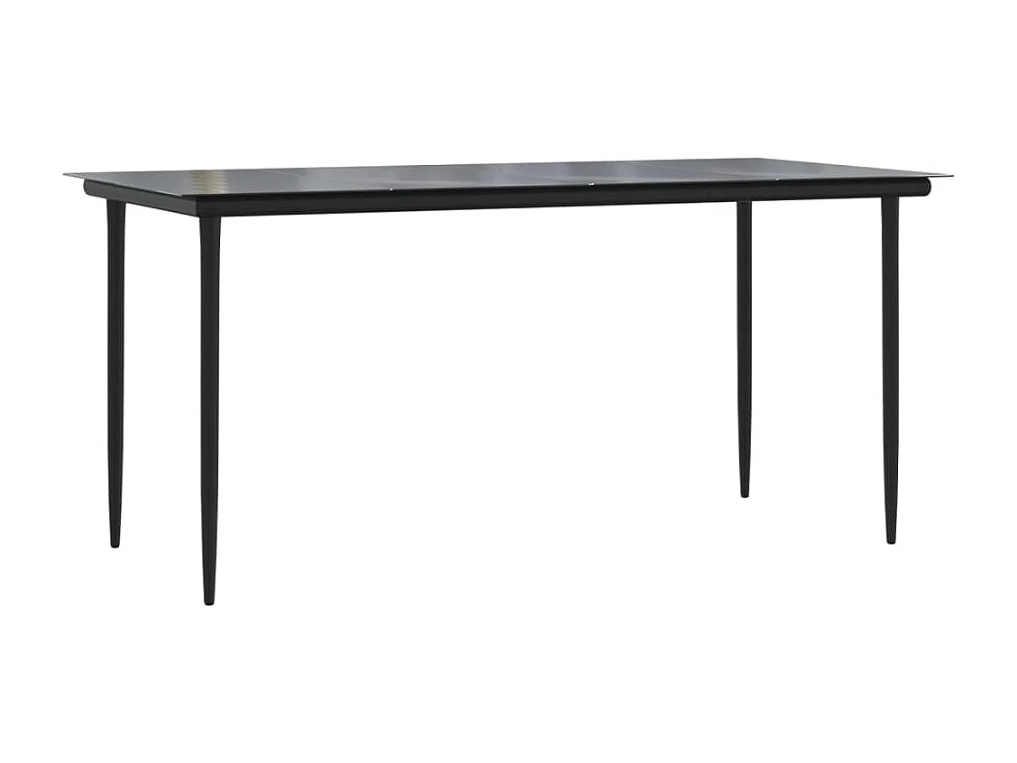 Set da Pranzo da Giardino 5 pz Nero in Acciaio e Textilene