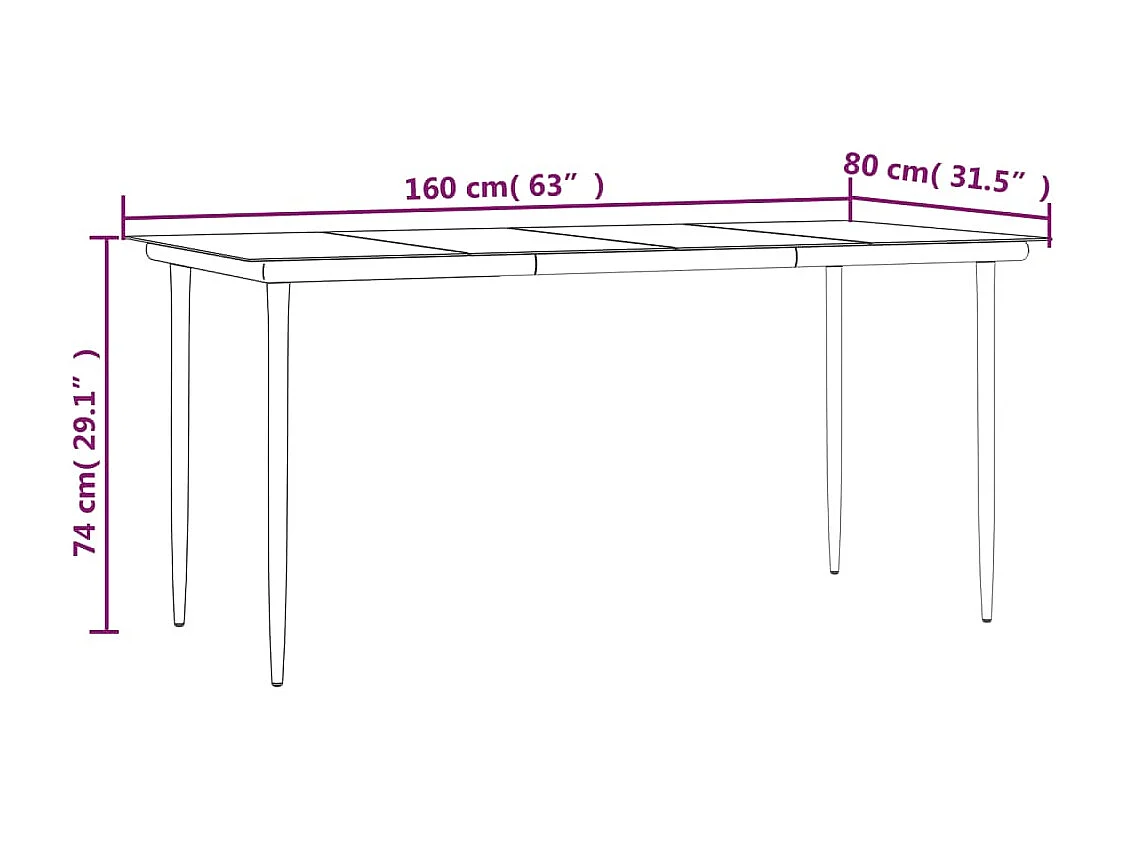 Set da Pranzo da Giardino 5 pz Nero in Acciaio e Textilene