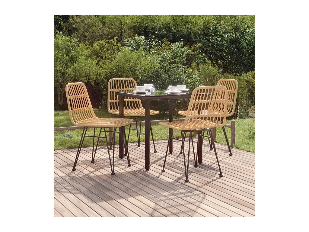 Ensemble à manger de jardin 5pcs Résine tressée