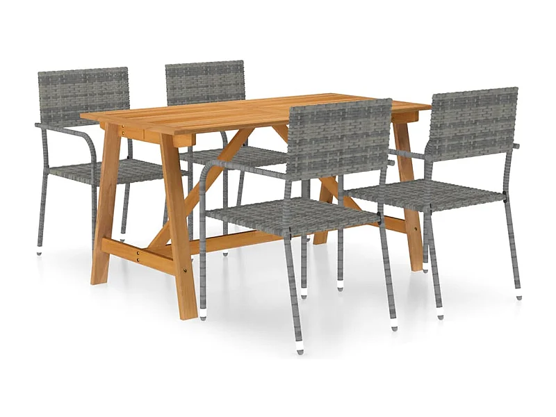 Ensemble à manger de jardin 5 pcs Gris