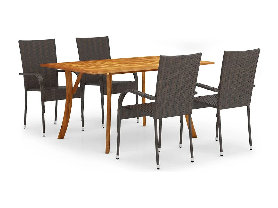 Set Mobili da Pranzo per Giardino 5 pz Marrone