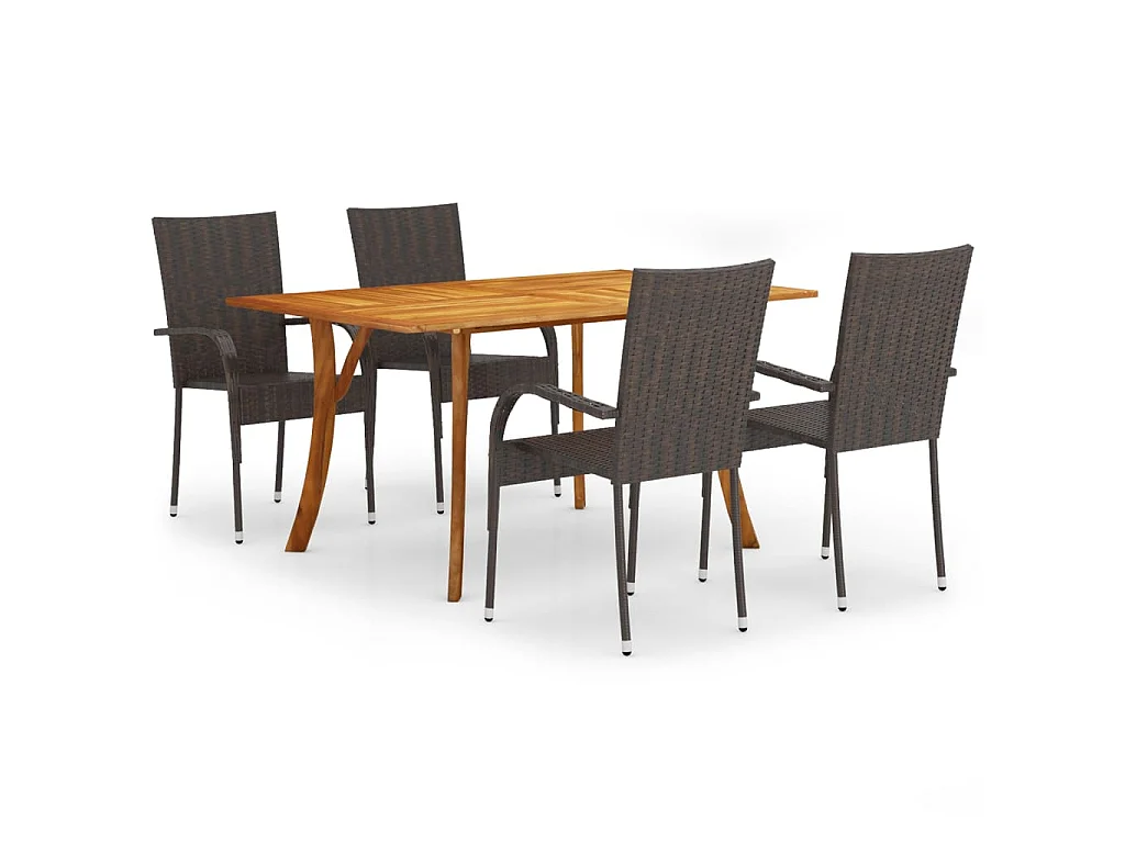 Ensemble à manger de jardin 5 pcs Marron