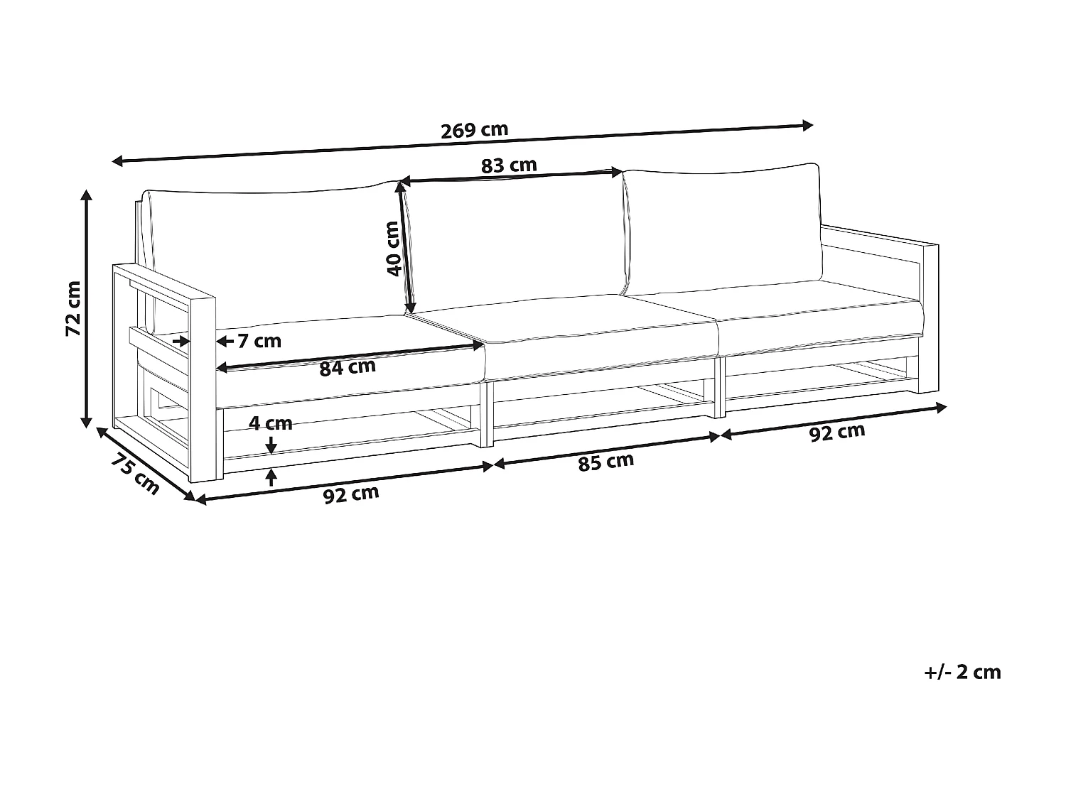 Gartensofa Zertifiziertes Akazienholz heller Holzfarbton 3-Sitzer Auflagen taupe Timor II