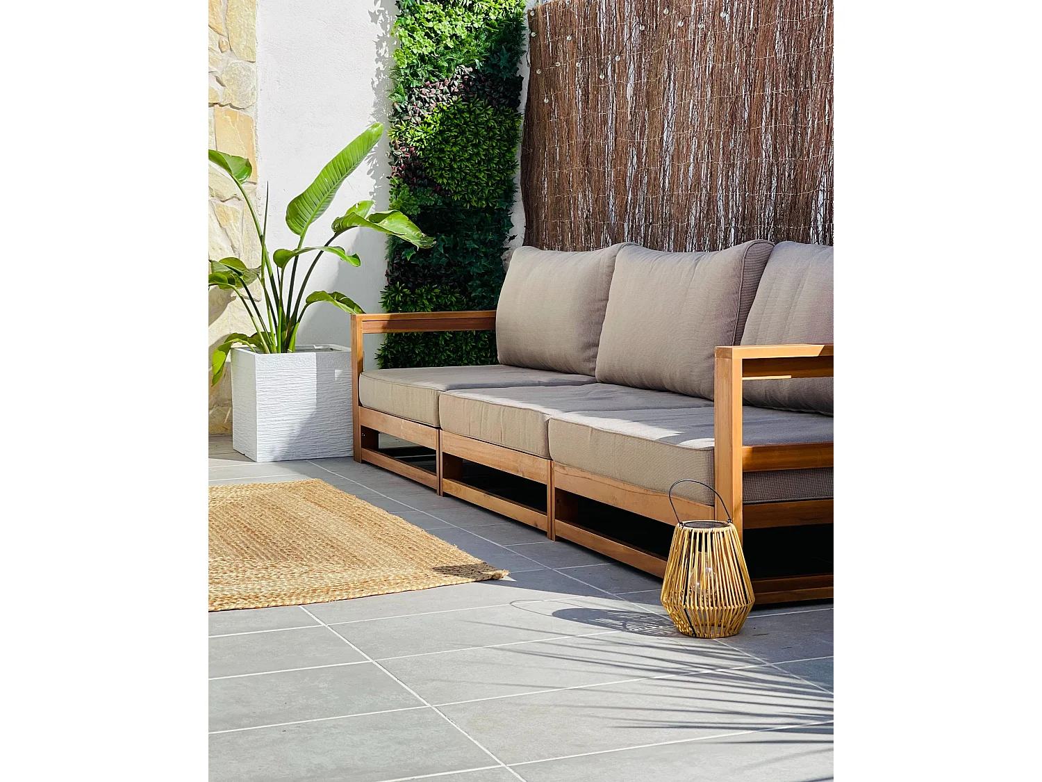 Gartensofa 3-Sitzer TIMOR modular zertifiziertes Akazienholz Hellbraun