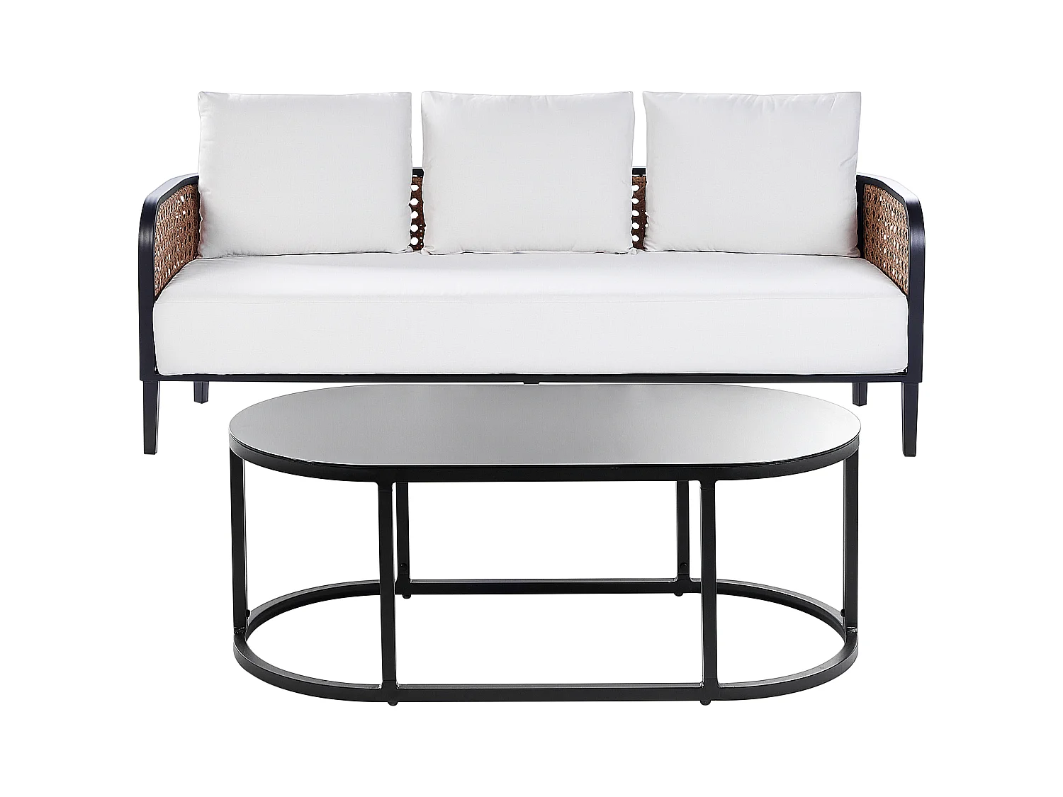 Ensemble de salon de jardin avec table 3 places MONTEFALCO Métal Blanc