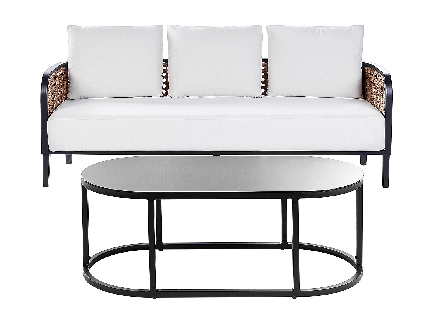 Lounge Set mit Tisch 3-Sitzer MONTEFALCO Metall Weiss