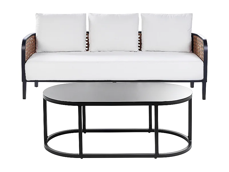 Ensemble de salon de jardin avec table 3 places MONTEFALCO Métal Blanc